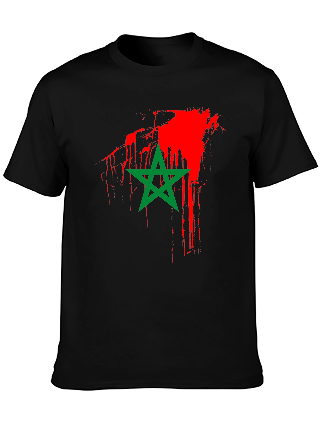 Moroccan Flag T-Shirt - Black Cotton Tee