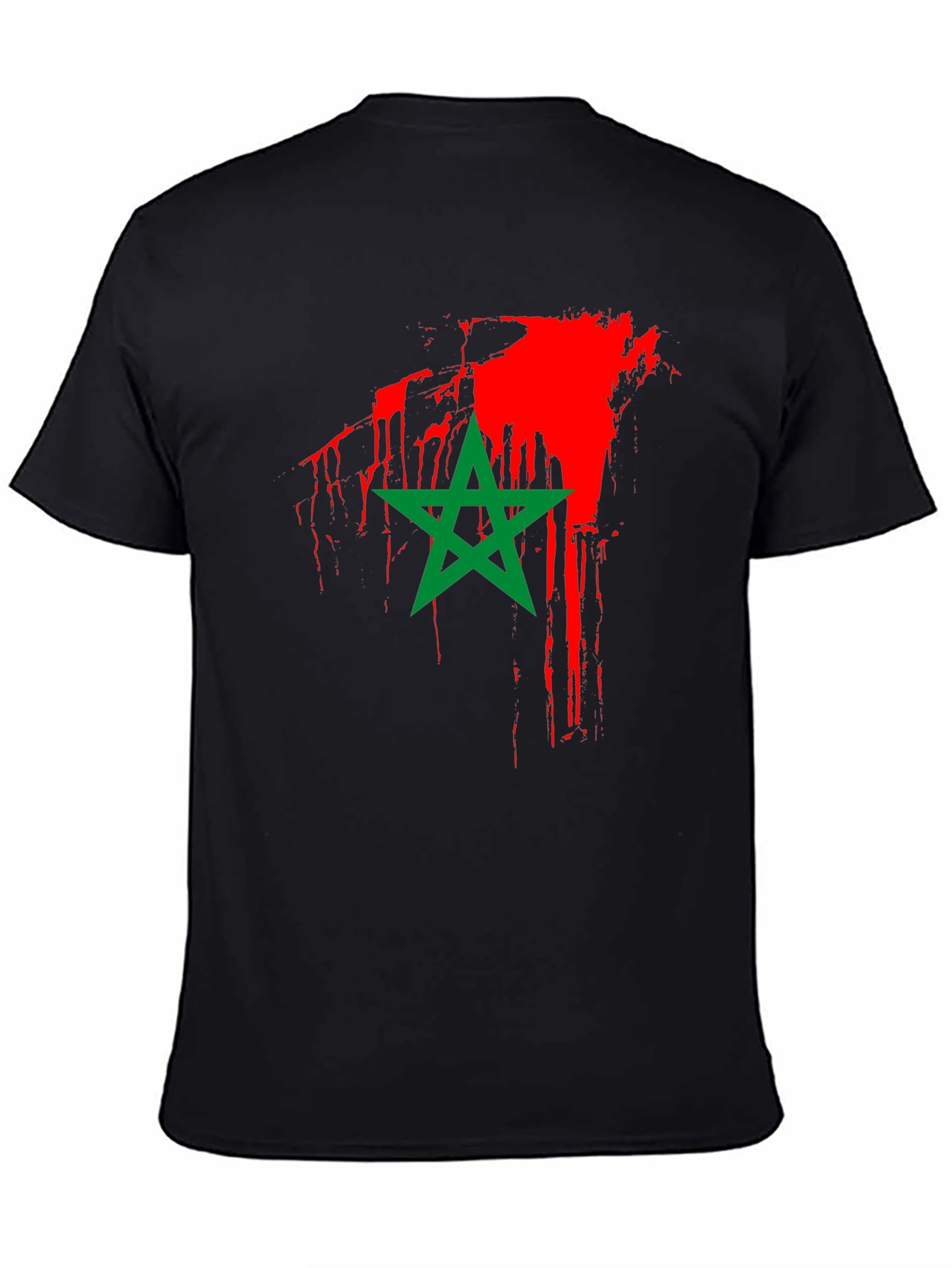 Moroccan Flag T-Shirt - Black Cotton Tee