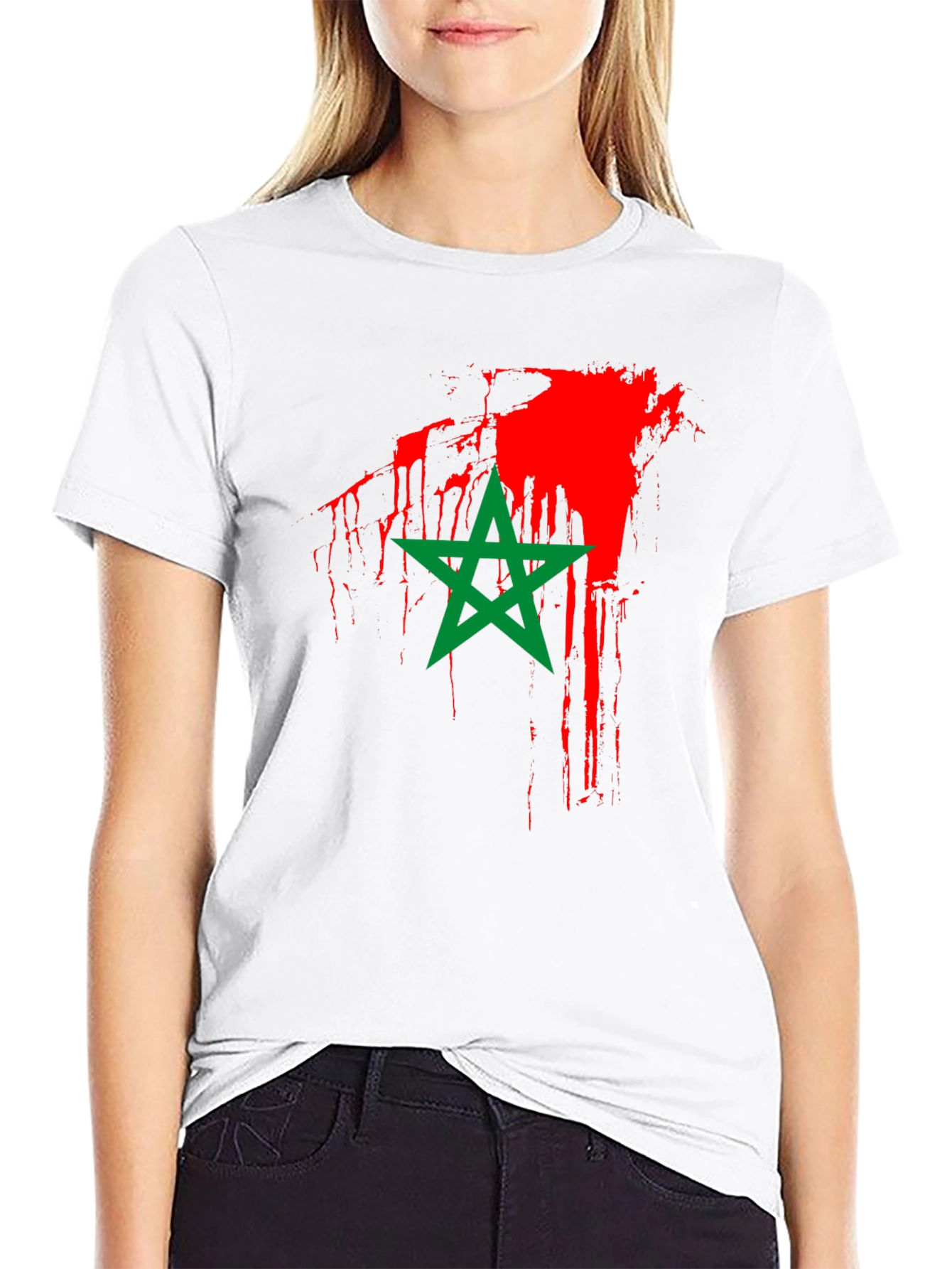 Moroccan Flag T-Shirt - Black Cotton Tee