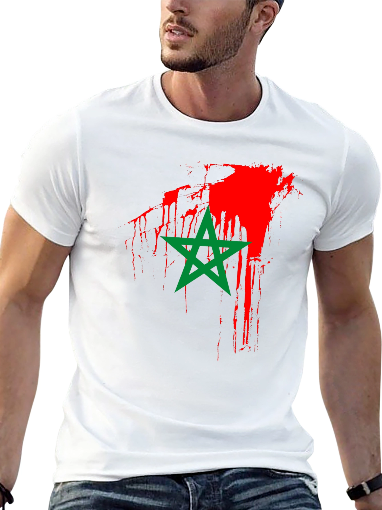 Moroccan Flag T-Shirt - Black Cotton Tee