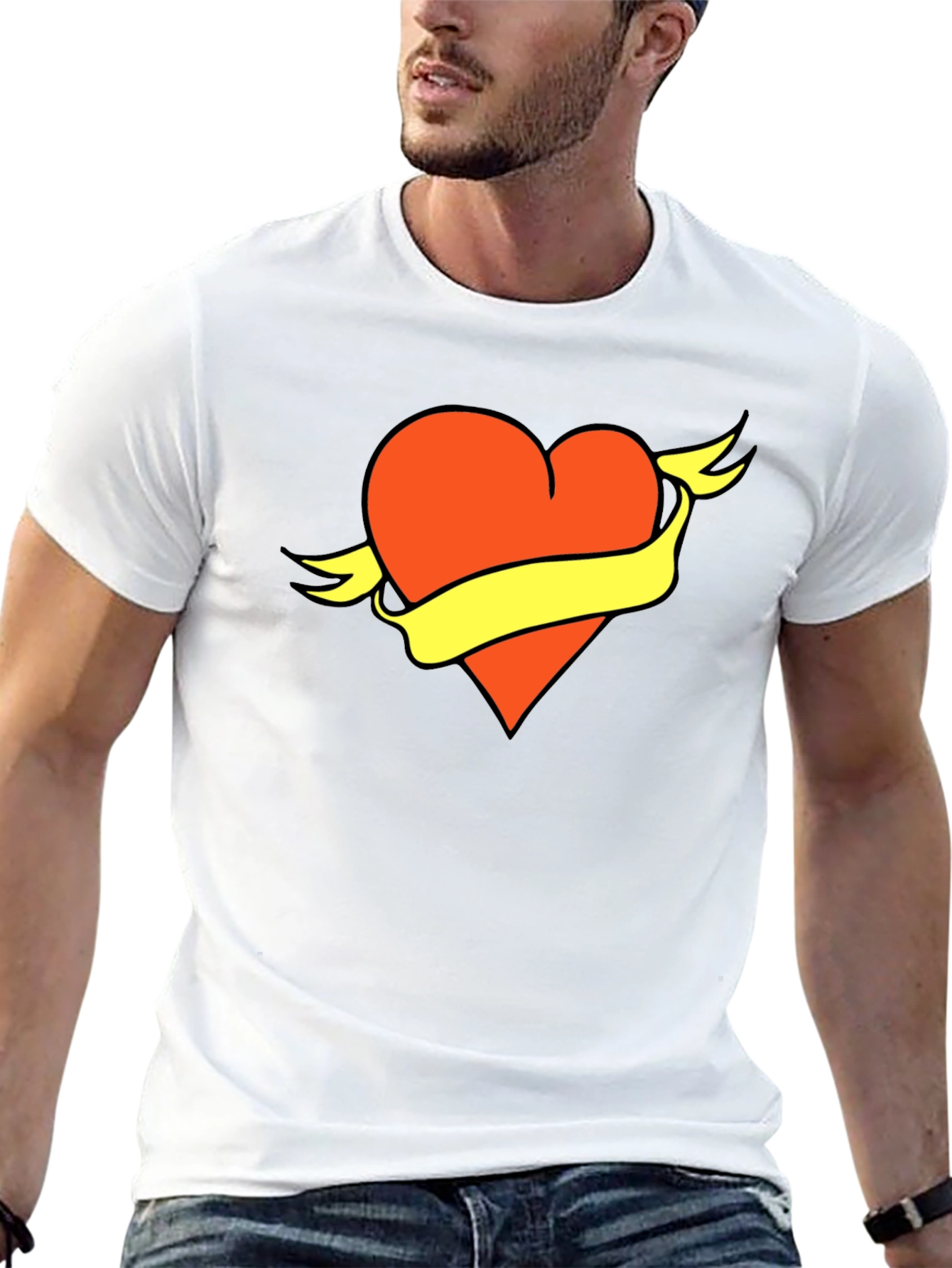 Heart & Banner Graphic Tee - Bold Design Soft Fabric