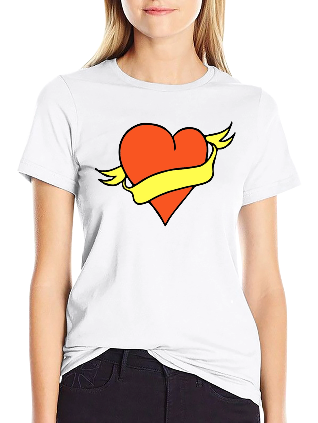 Heart & Banner Graphic Tee - Bold Design Soft Fabric