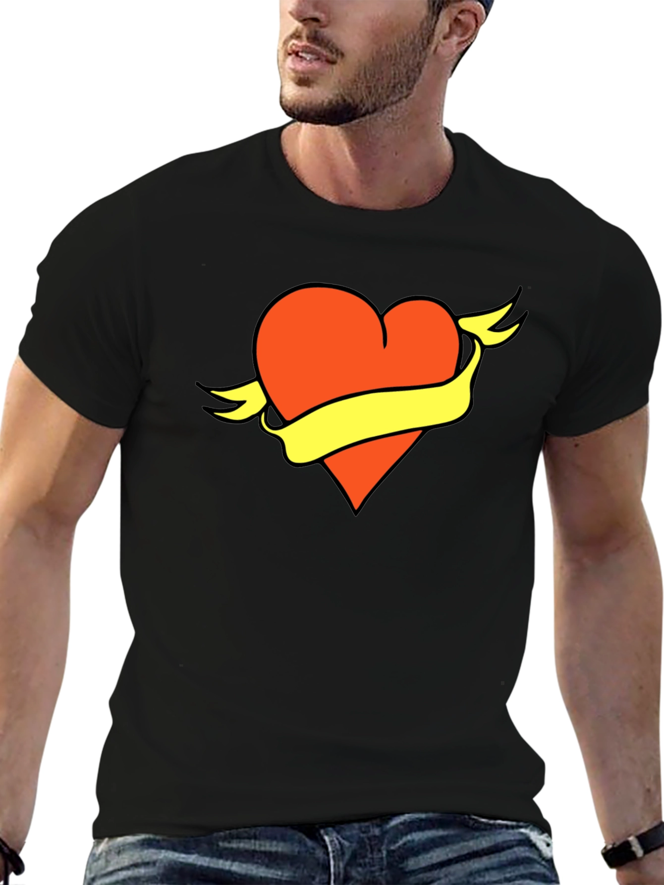 Heart & Banner Graphic Tee - Bold Design Soft Fabric