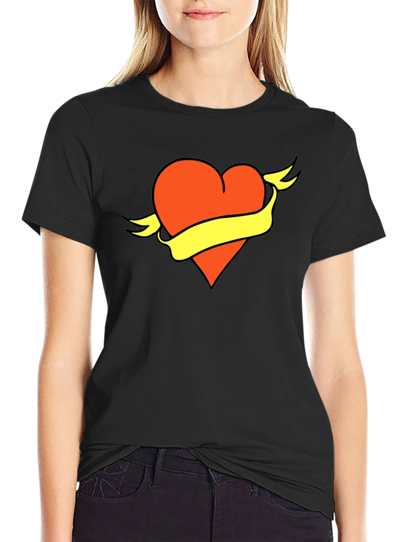 Heart & Banner Graphic Tee - Bold Design Soft Fabric