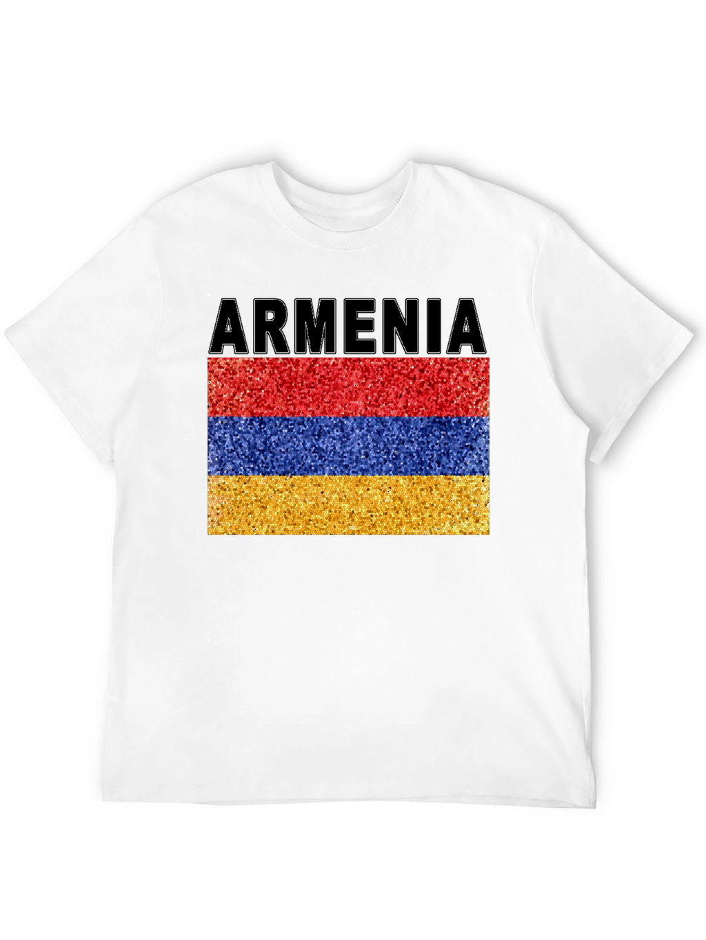 Armenia Flag Glitter Graphic Print Black T-Shirt