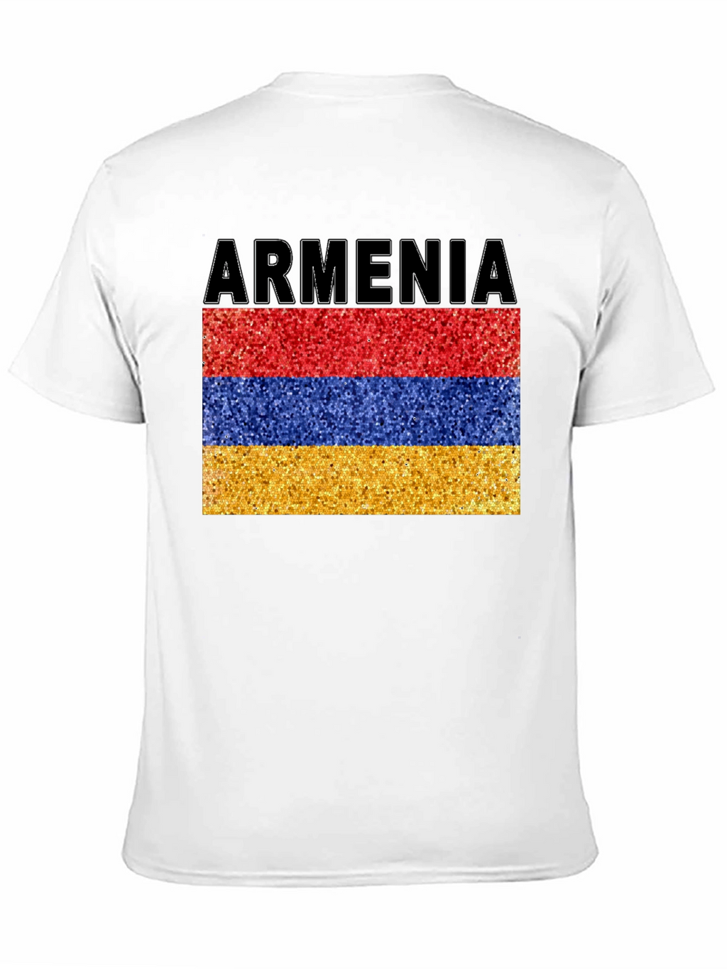 Armenia Flag Glitter Graphic Print Black T-Shirt