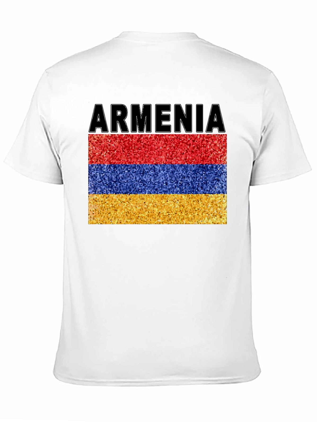 Armenia Flag Glitter Graphic Print Black T-Shirt
