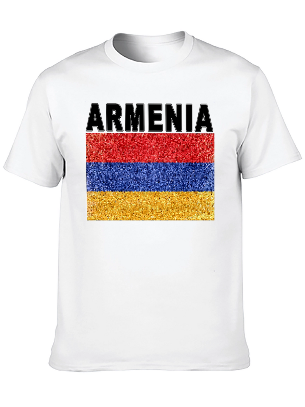 Armenia Flag Glitter Graphic Print Black T-Shirt