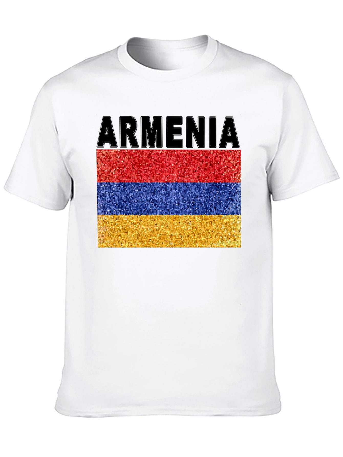 Armenia Flag Glitter Graphic Print Black T-Shirt