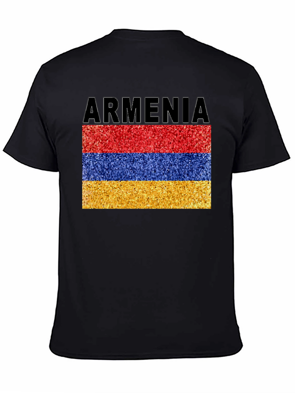Armenia Flag Glitter Graphic Print Black T-Shirt