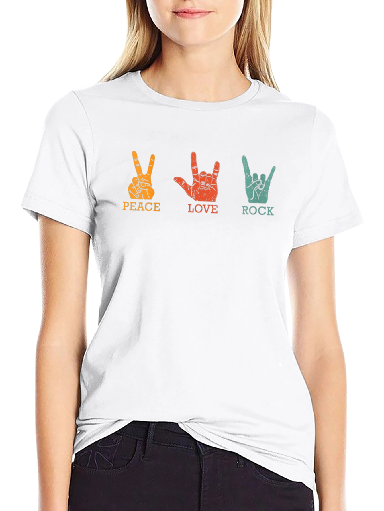 Peace Love Rock Graphic Tee - Classic Black T-Shirt