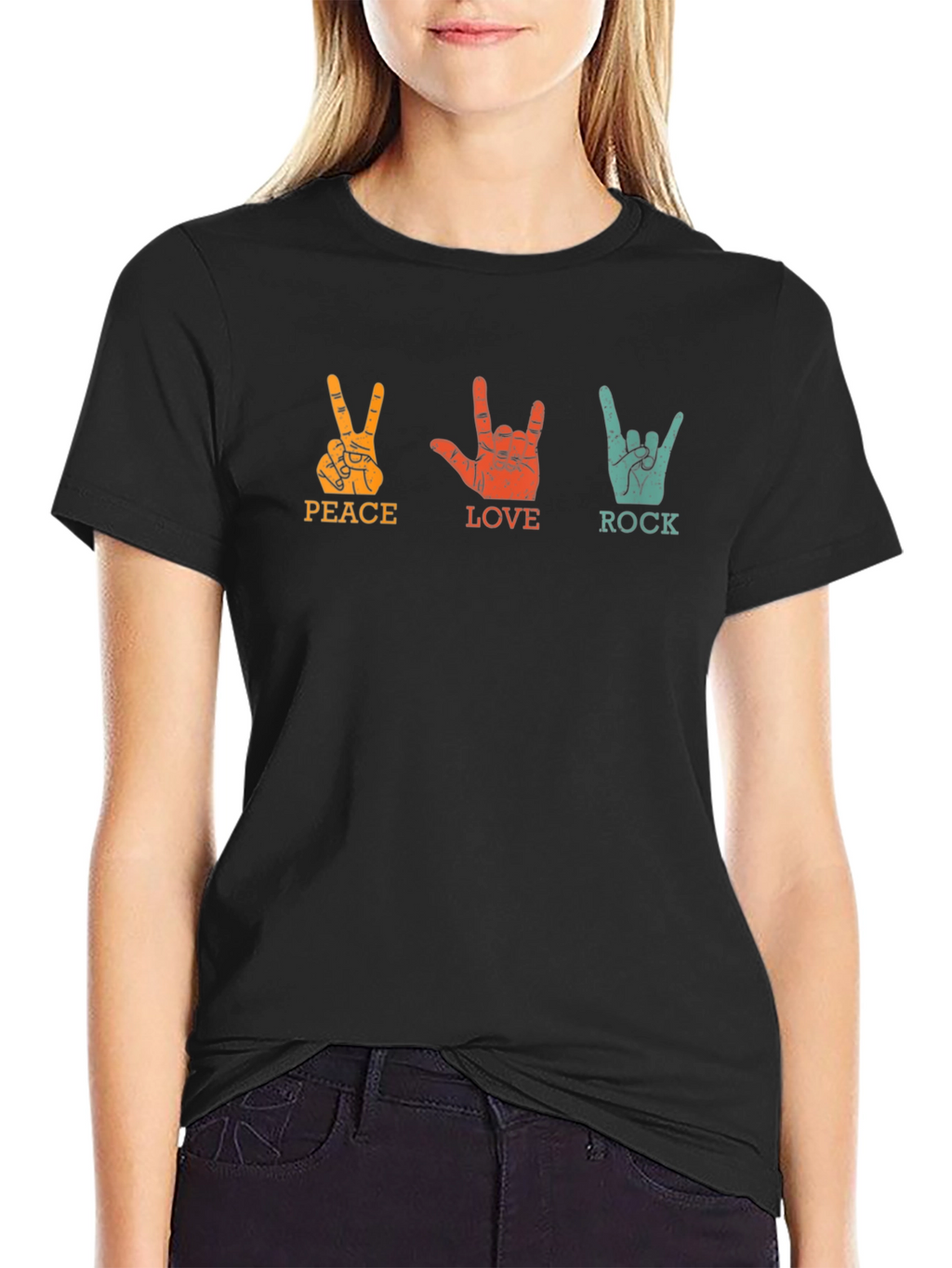Peace Love Rock Graphic Tee - Classic Black T-Shirt