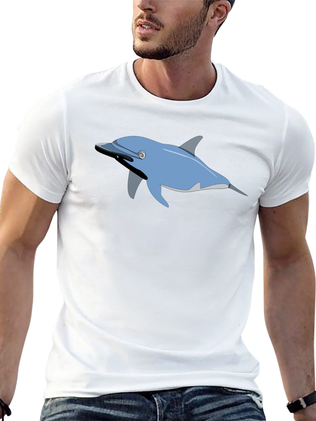 Dolphin Graphic Print Crew Neck T-shirt