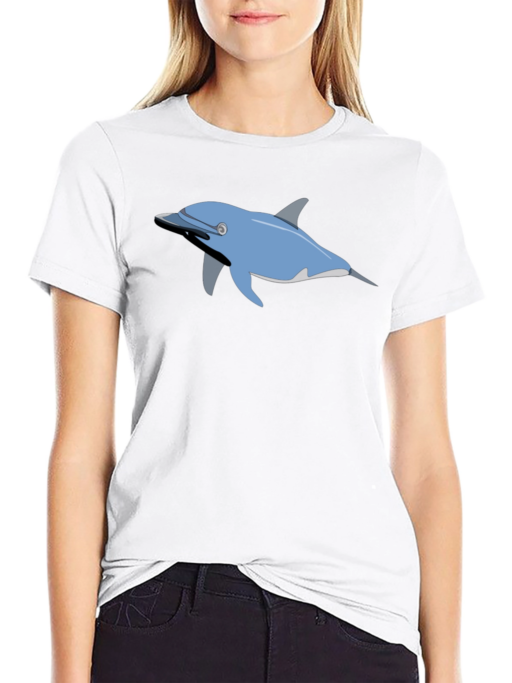Dolphin Graphic Print Crew Neck T-shirt