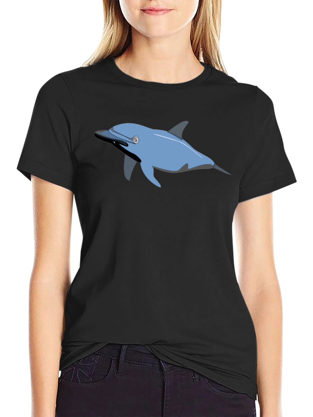 Dolphin Graphic Print Crew Neck T-shirt