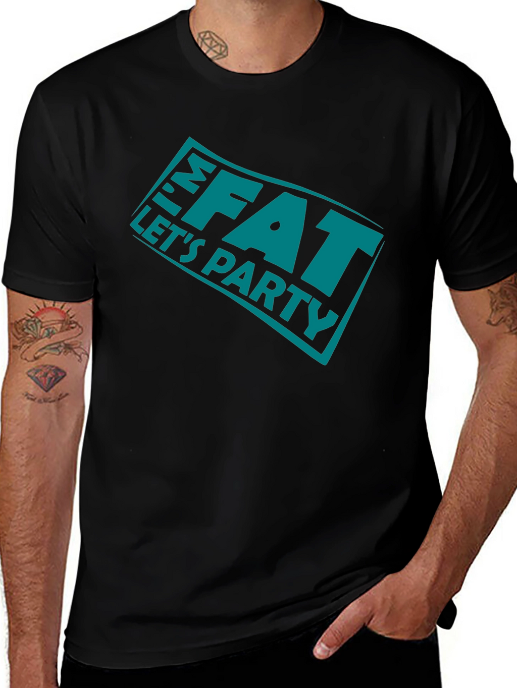 Im FAT Lets Party Black T-Shirt