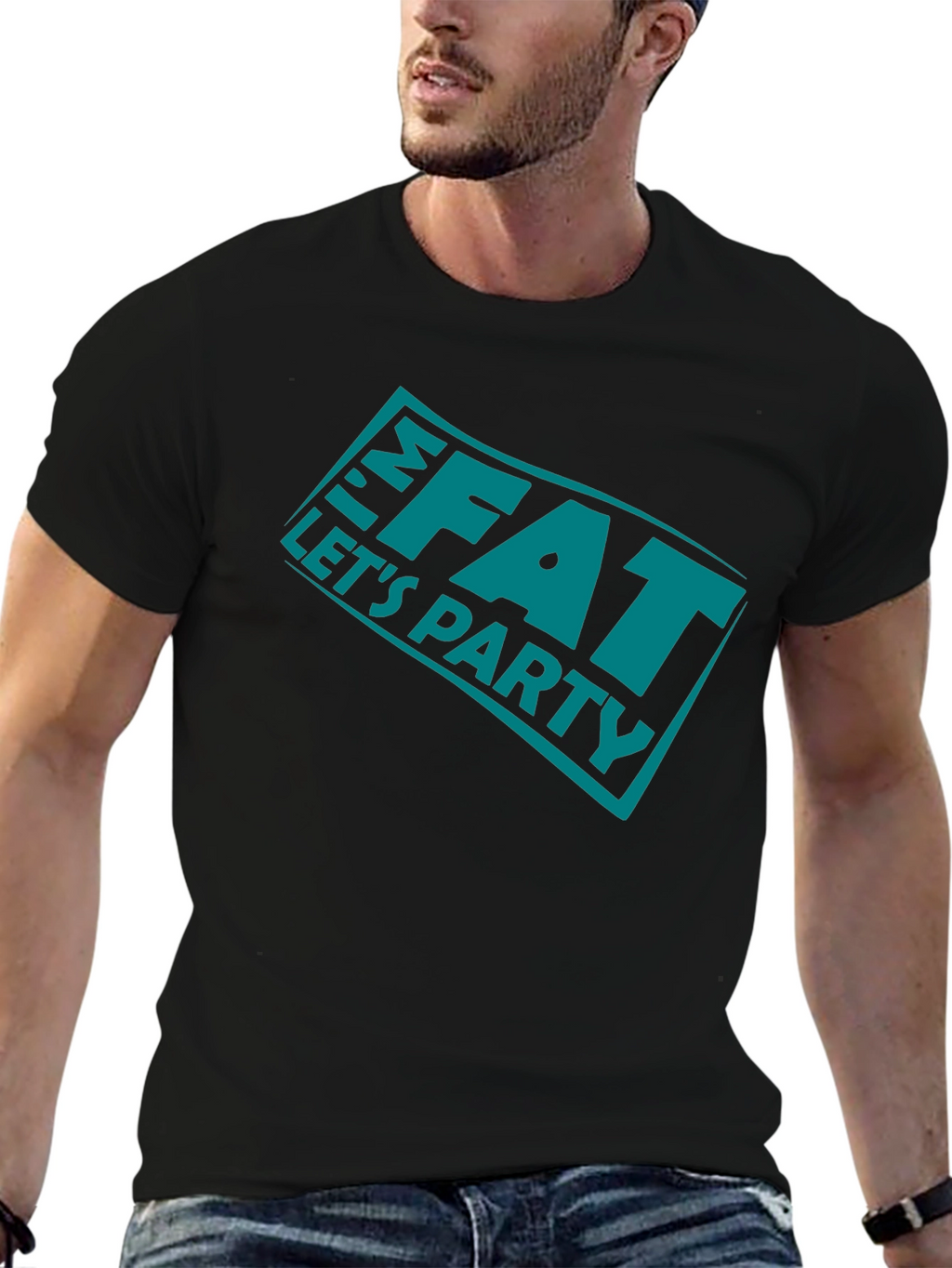 Im FAT Lets Party Black T-Shirt