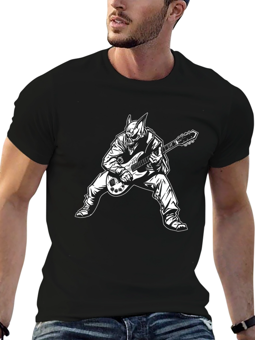 Edgy Guitarist Graphic Tee - Rocker T-Shirt