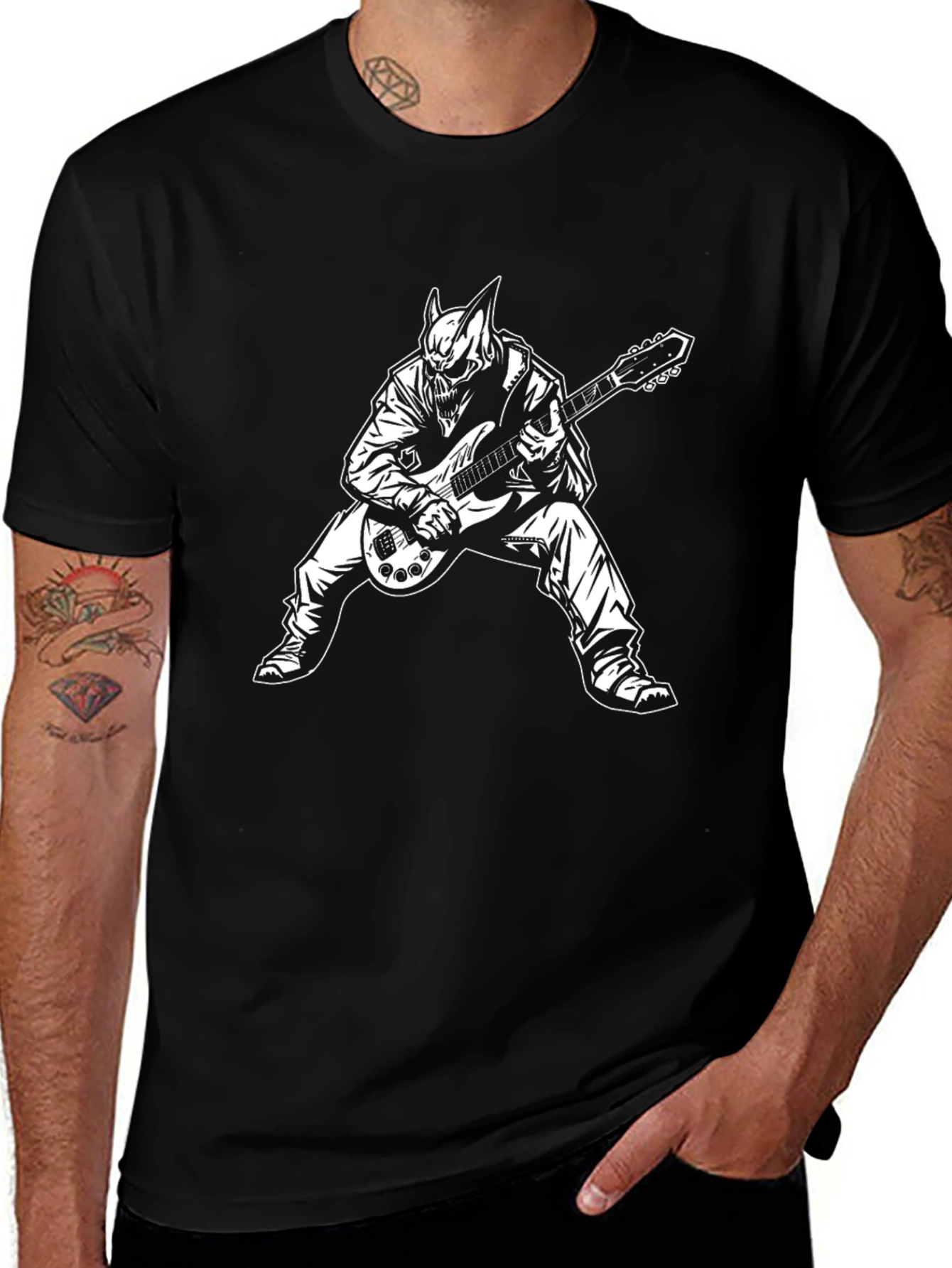 Edgy Guitarist Graphic Tee - Rocker T-Shirt
