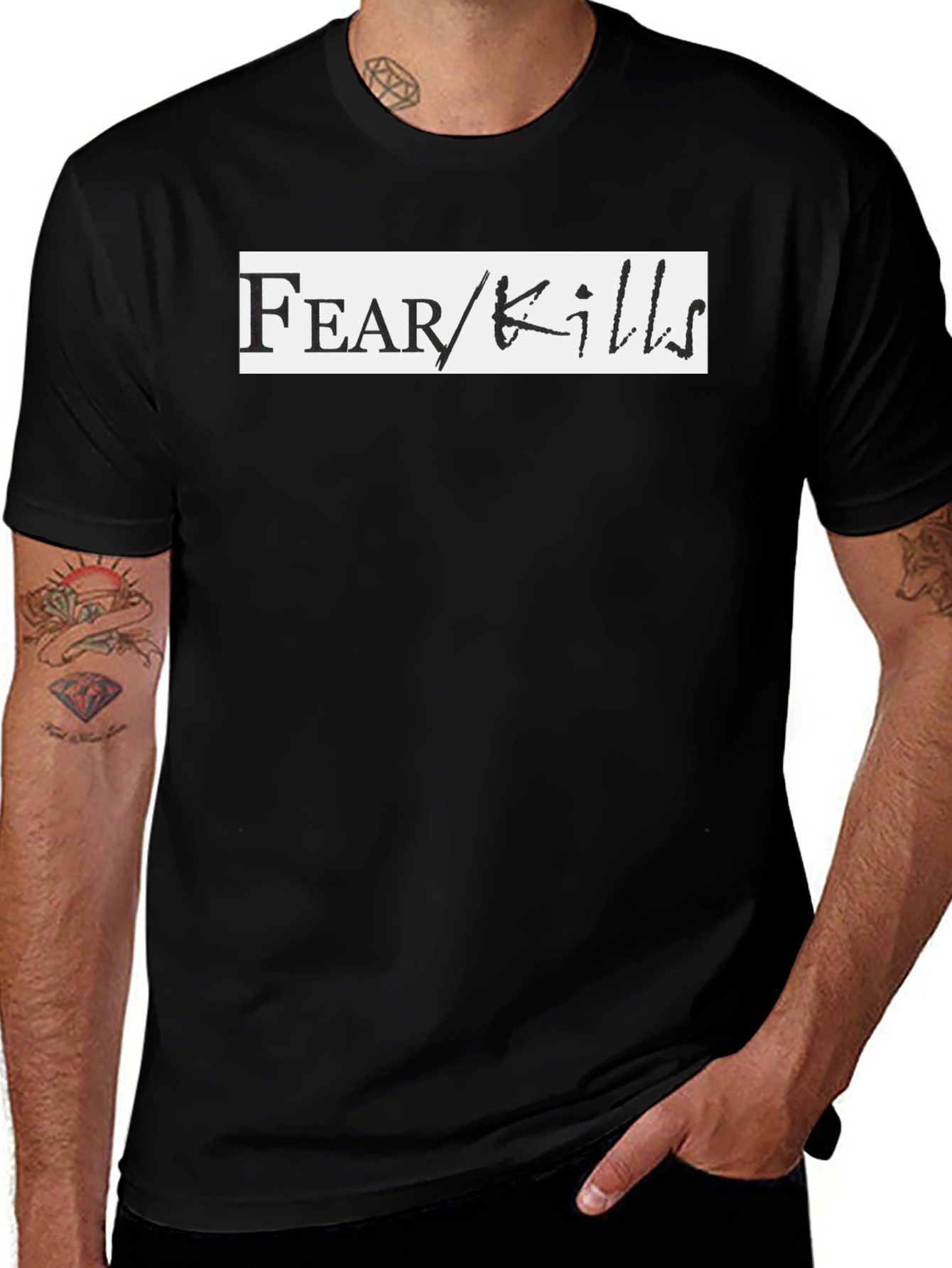 Fear Kills Graphic Tee - Black Casual T-Shirt