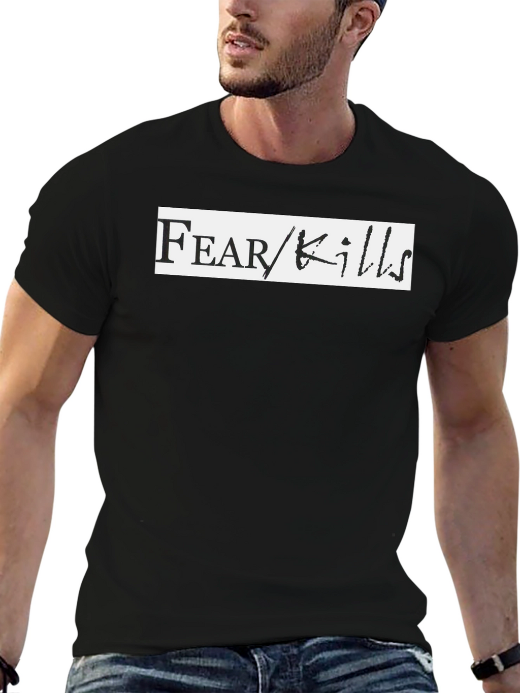 Fear Kills Graphic Tee - Black Casual T-Shirt