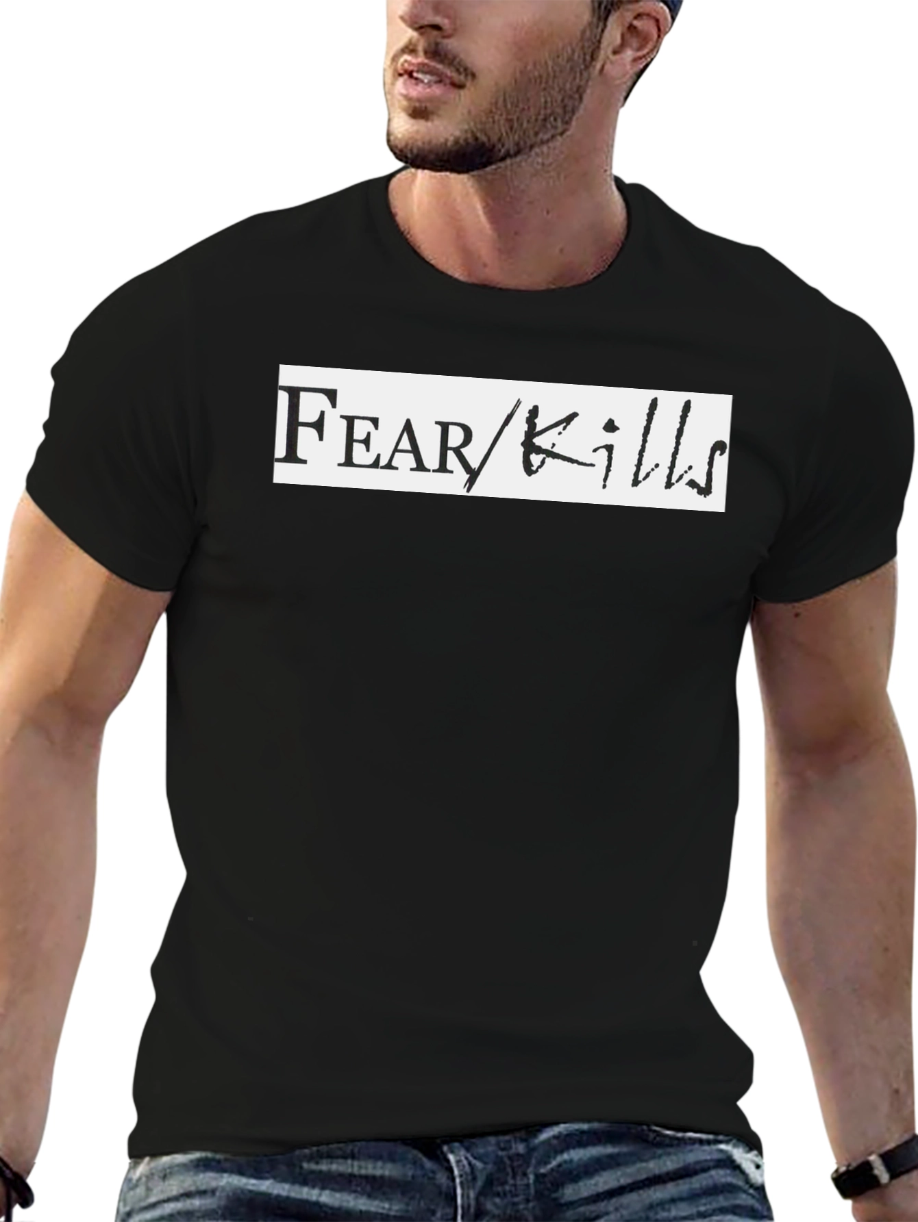 Fear Kills Graphic Tee - Black Casual T-Shirt