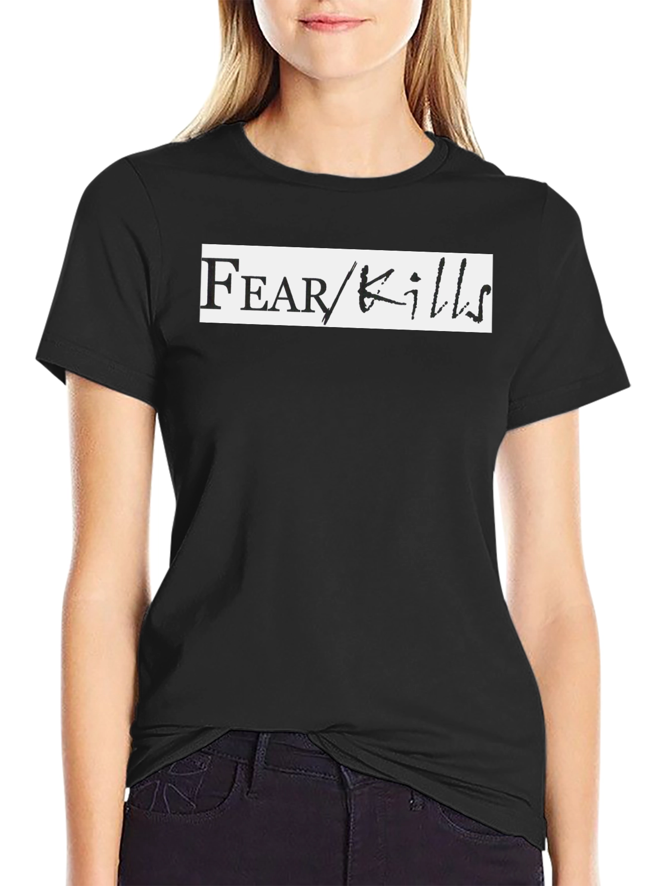 Fear Kills Graphic Tee - Black Casual T-Shirt
