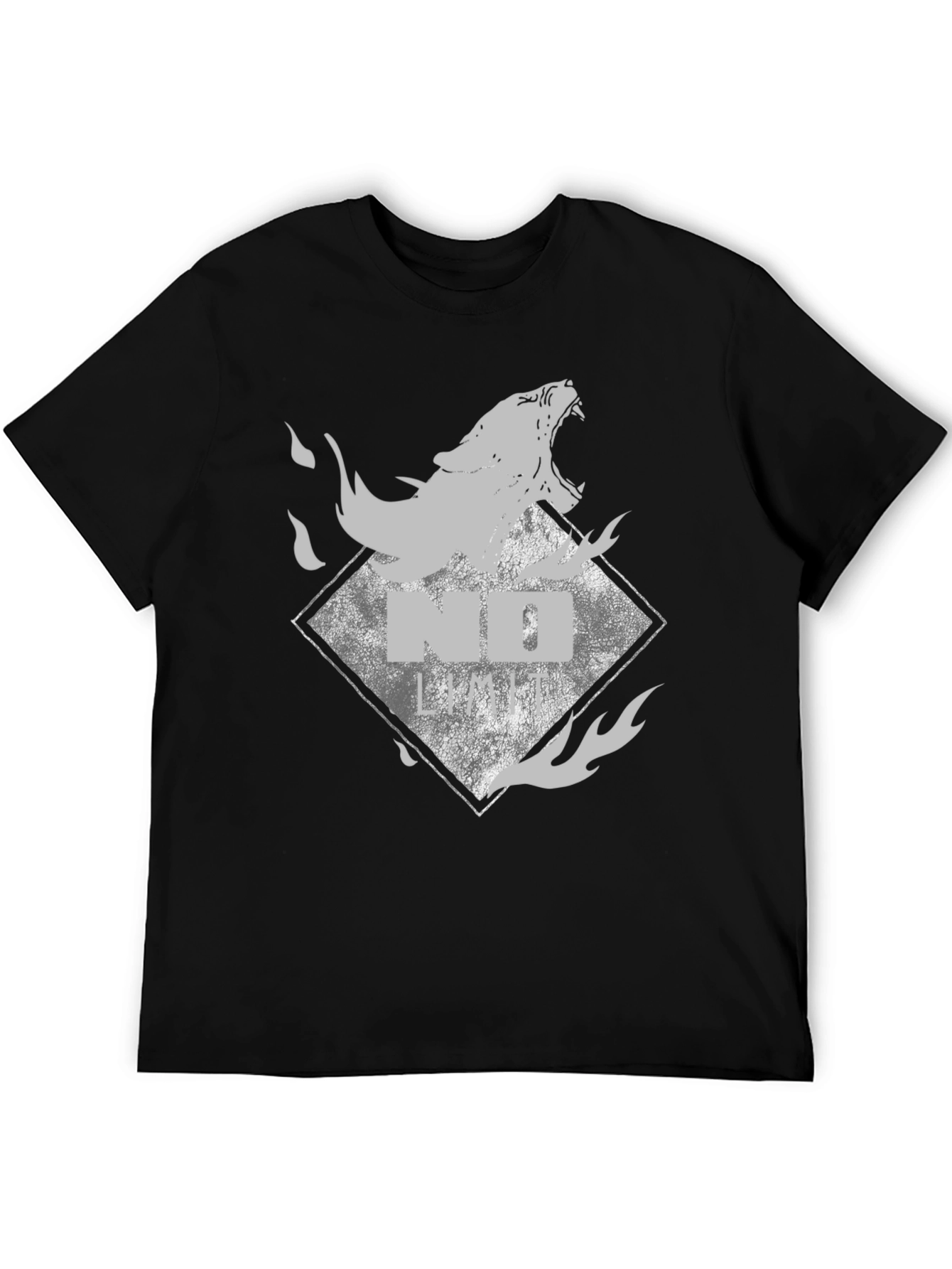 Black Tee with Wolf Graphic - No Limits Style