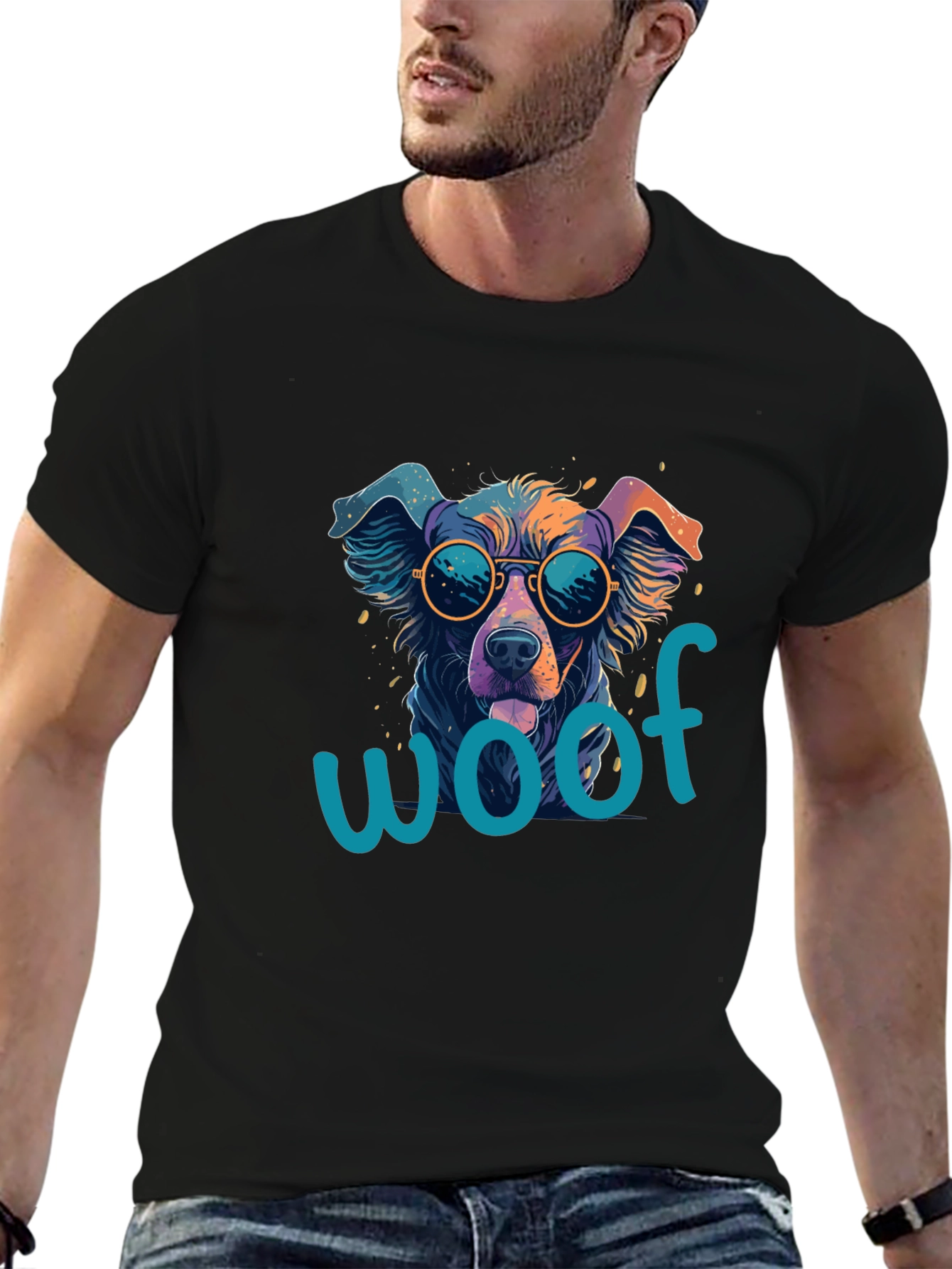 Cool Dog Woof T-Shirt - Unisex Black Tee
