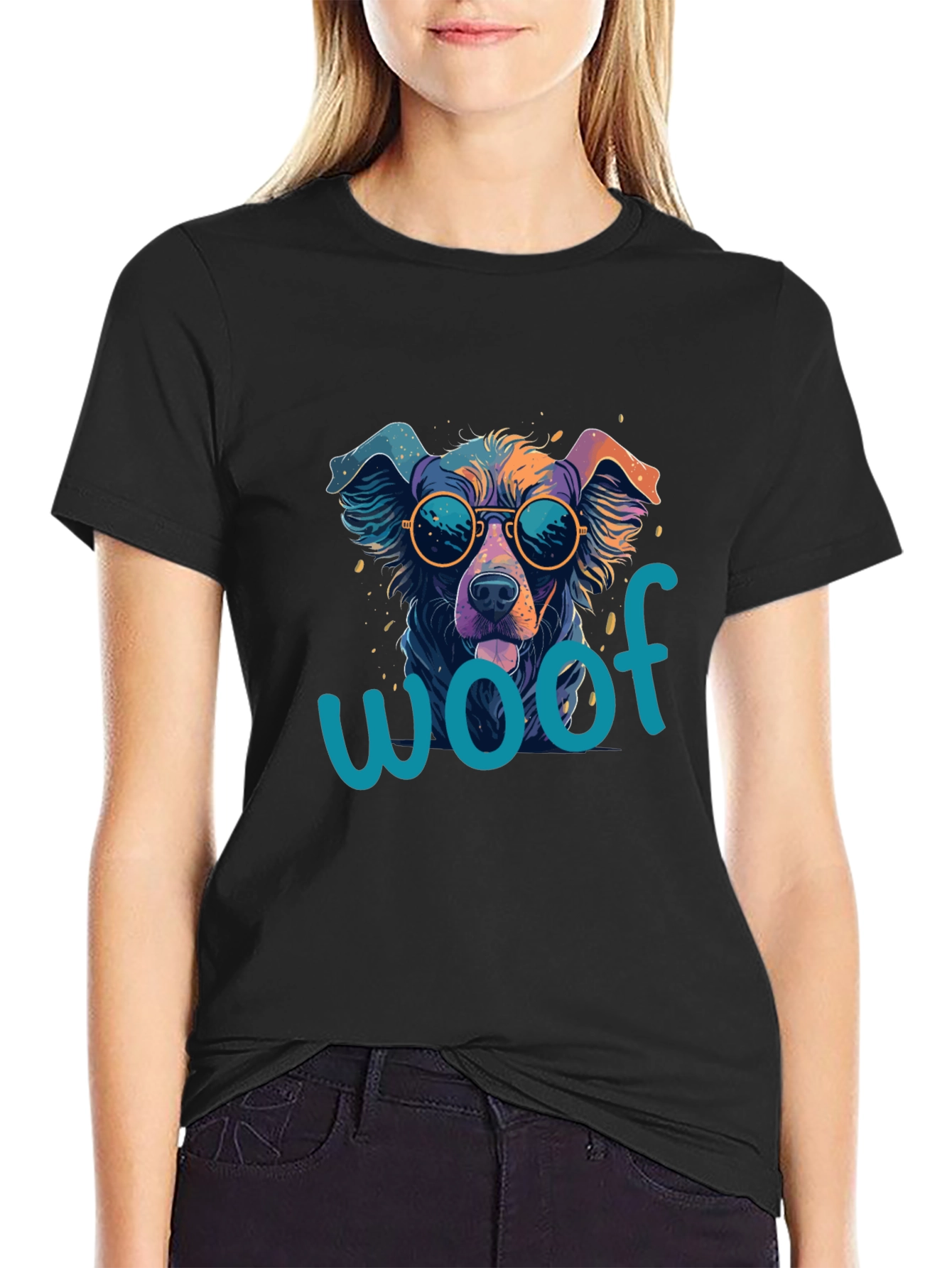 Cool Dog Woof T-Shirt - Unisex Black Tee