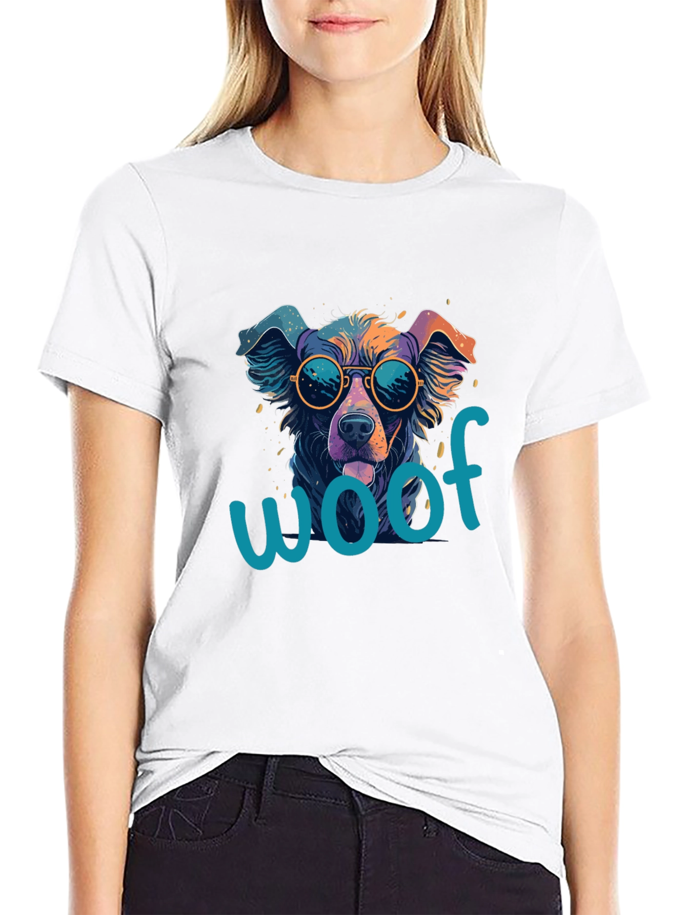 Cool Dog Woof T-Shirt - Unisex Black Tee