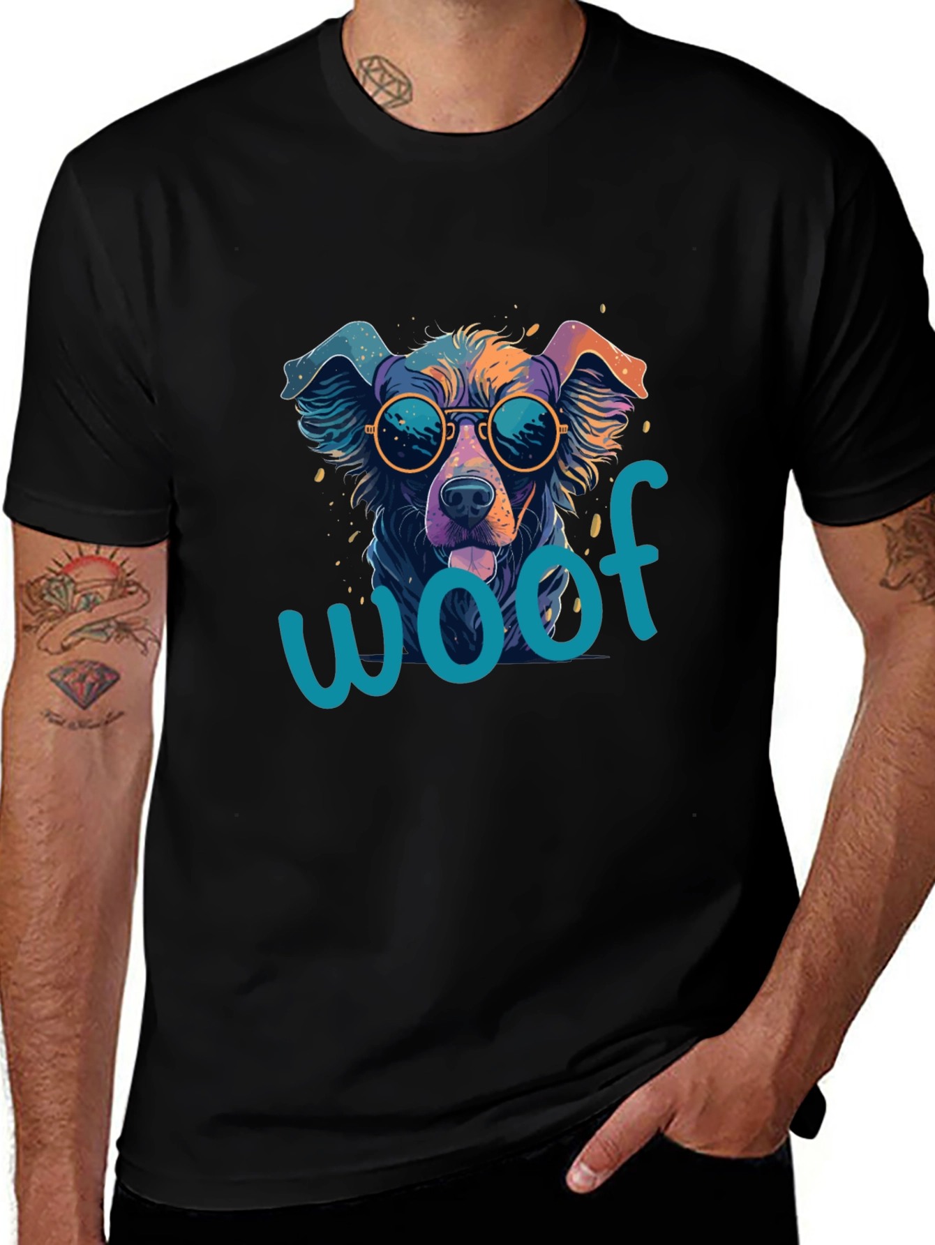 Cool Dog Woof T-Shirt - Unisex Black Tee