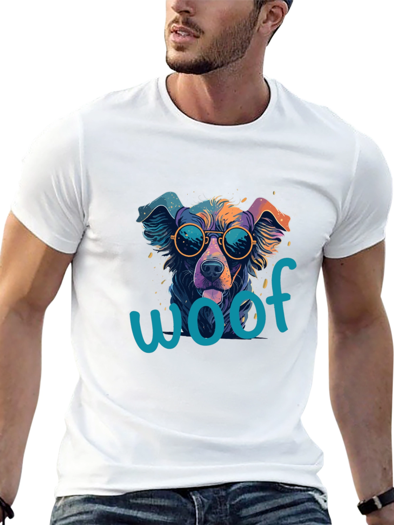 Cool Dog Woof T-Shirt - Unisex Black Tee