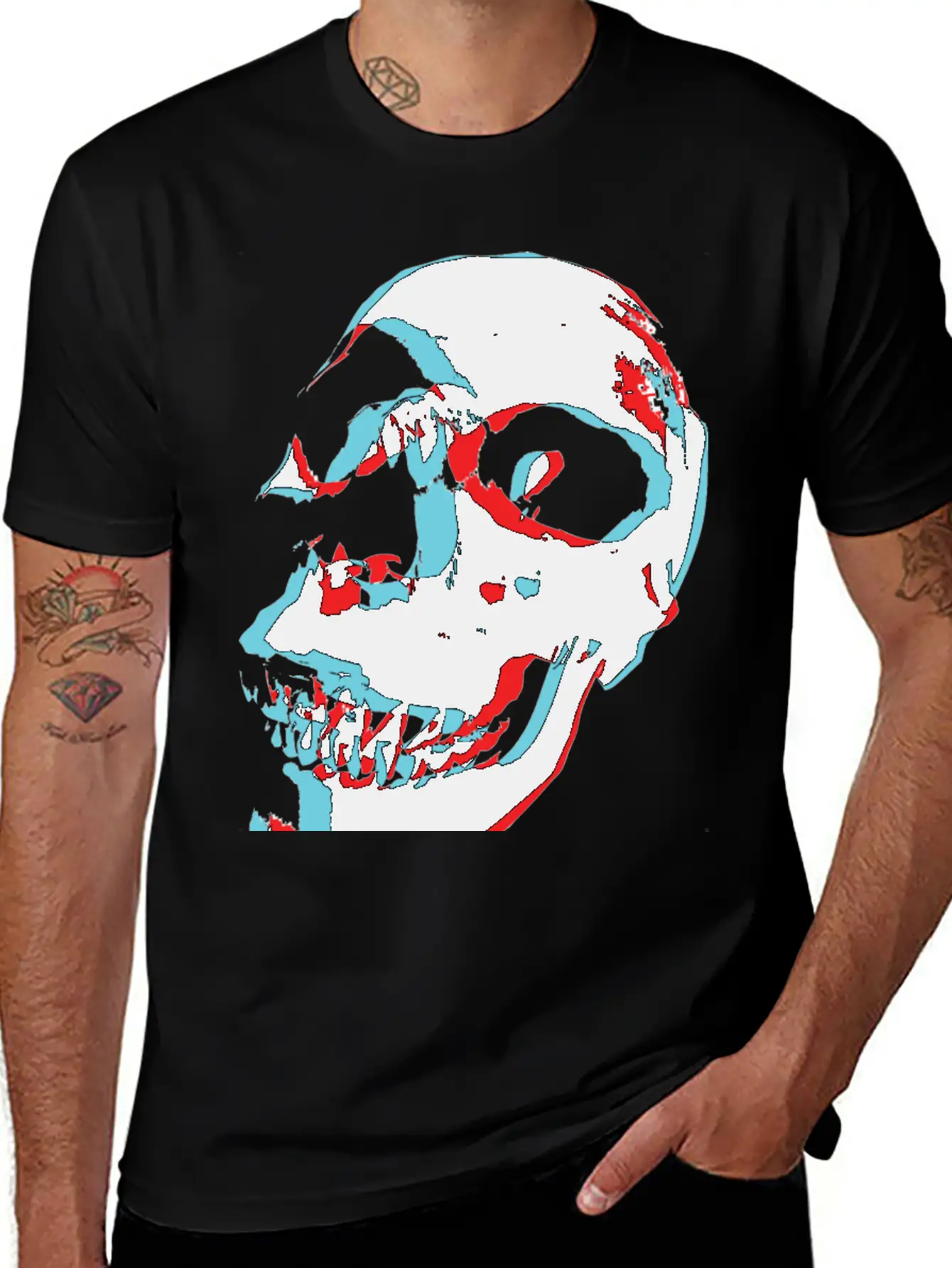 3D Color Skull Stylish Everyday T-Shirt – Unisex Basic Cotton Tee