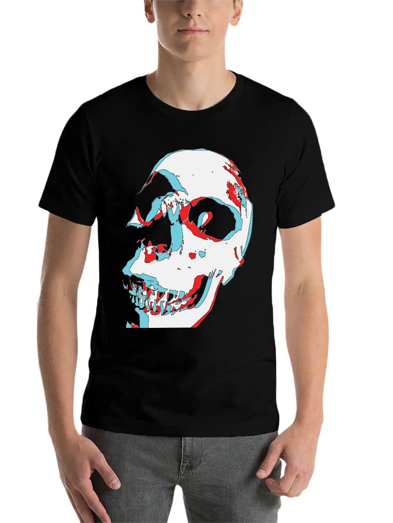 3D Color Skull Stylish Everyday T-Shirt – Unisex Basic Cotton Tee