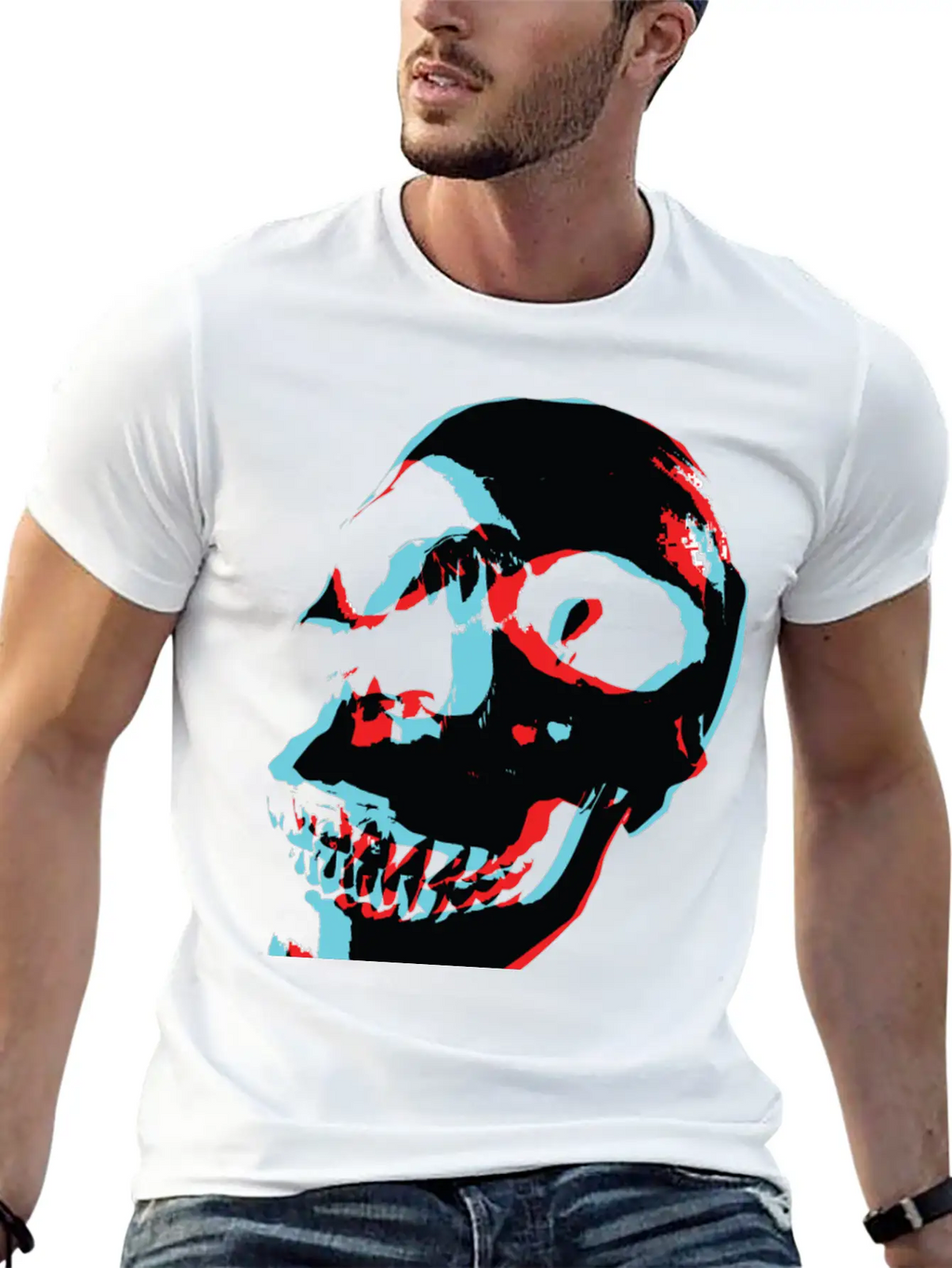 3D Color Skull Stylish Everyday T-Shirt – Unisex Basic Cotton Tee