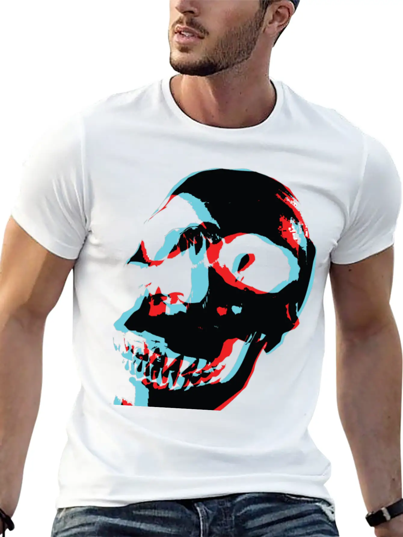 3D Color Skull Stylish Everyday T-Shirt – Unisex Basic Cotton Tee