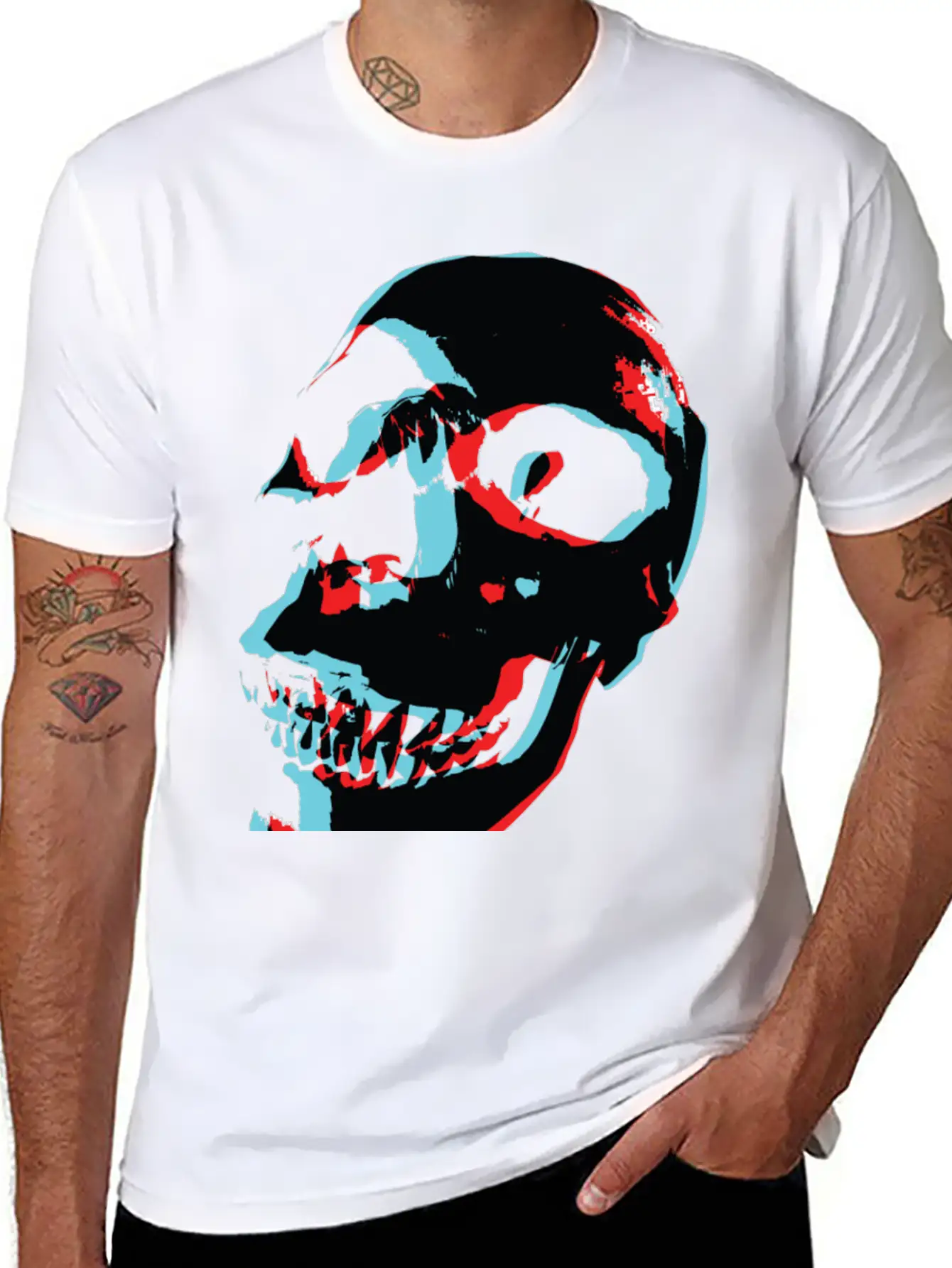 3D Color Skull Stylish Everyday T-Shirt – Unisex Basic Cotton Tee
