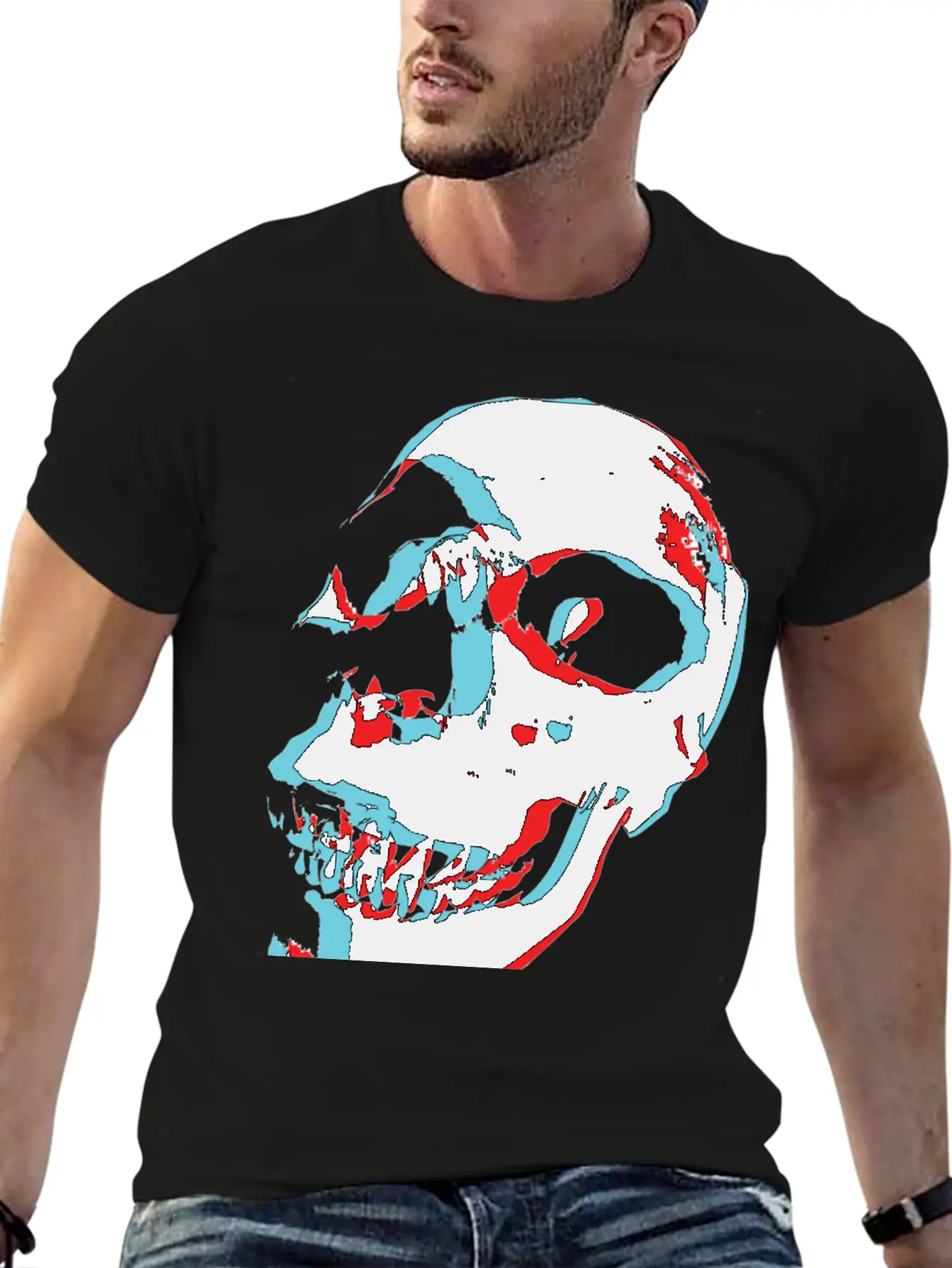3D Color Skull Stylish Everyday T-Shirt – Unisex Basic Cotton Tee