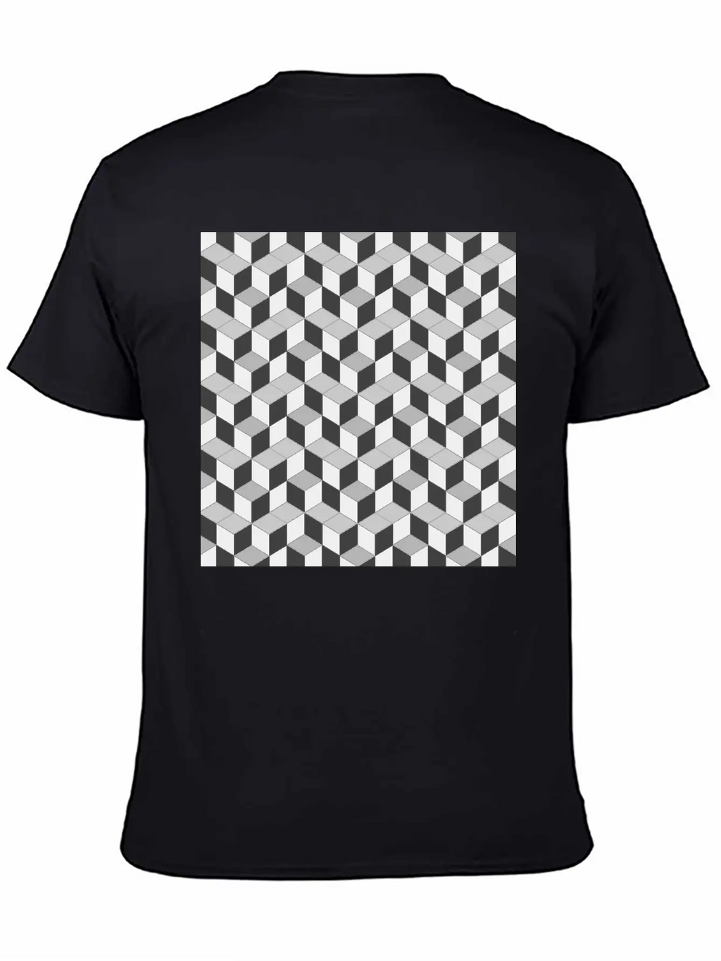3D Cube Pattern Unisex Short Sleeve Soft Cotton T-Shirt – Casual Everyday Wear