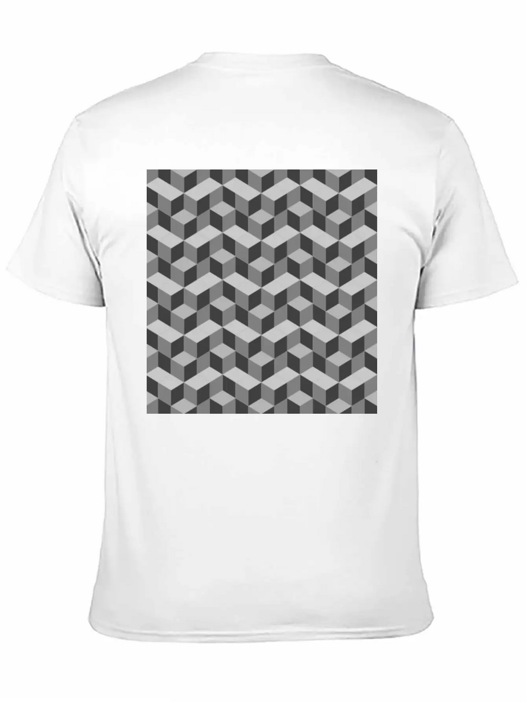 3D Cube Pattern Unisex Short Sleeve Soft Cotton T-Shirt – Casual Everyday Wear