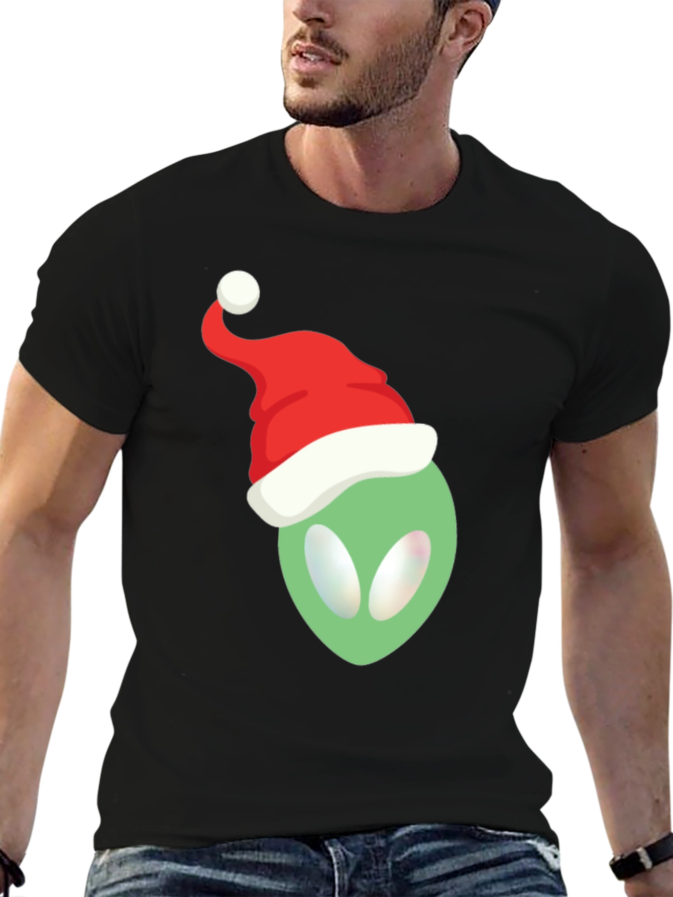 Alien Santa Hat T-Shirt - Festive Holiday Apparel