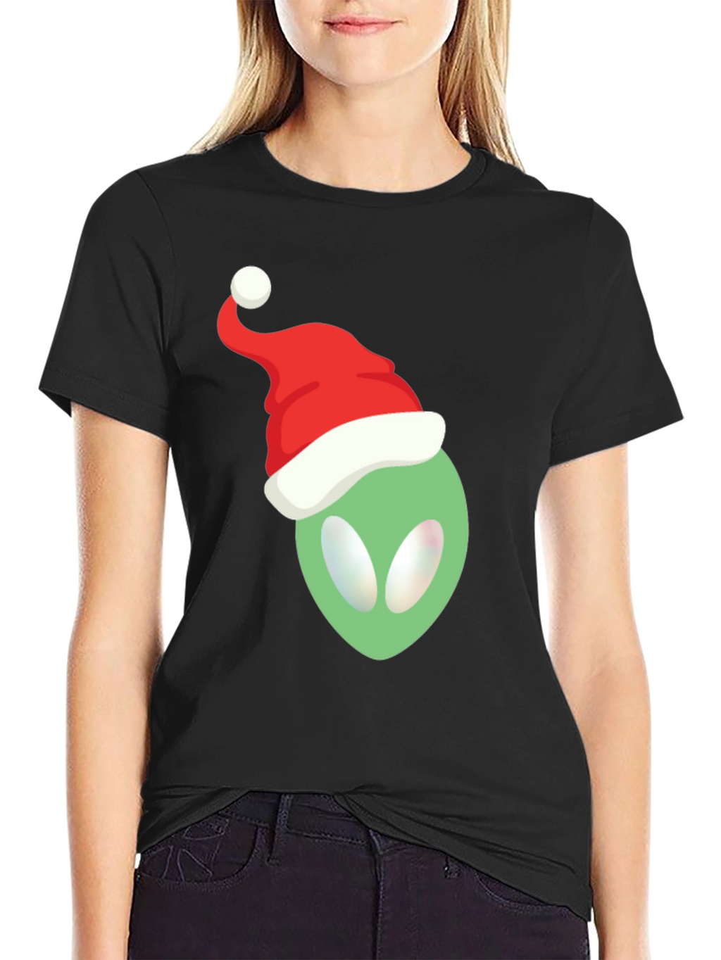 Alien Santa Hat T-Shirt - Festive Holiday Apparel