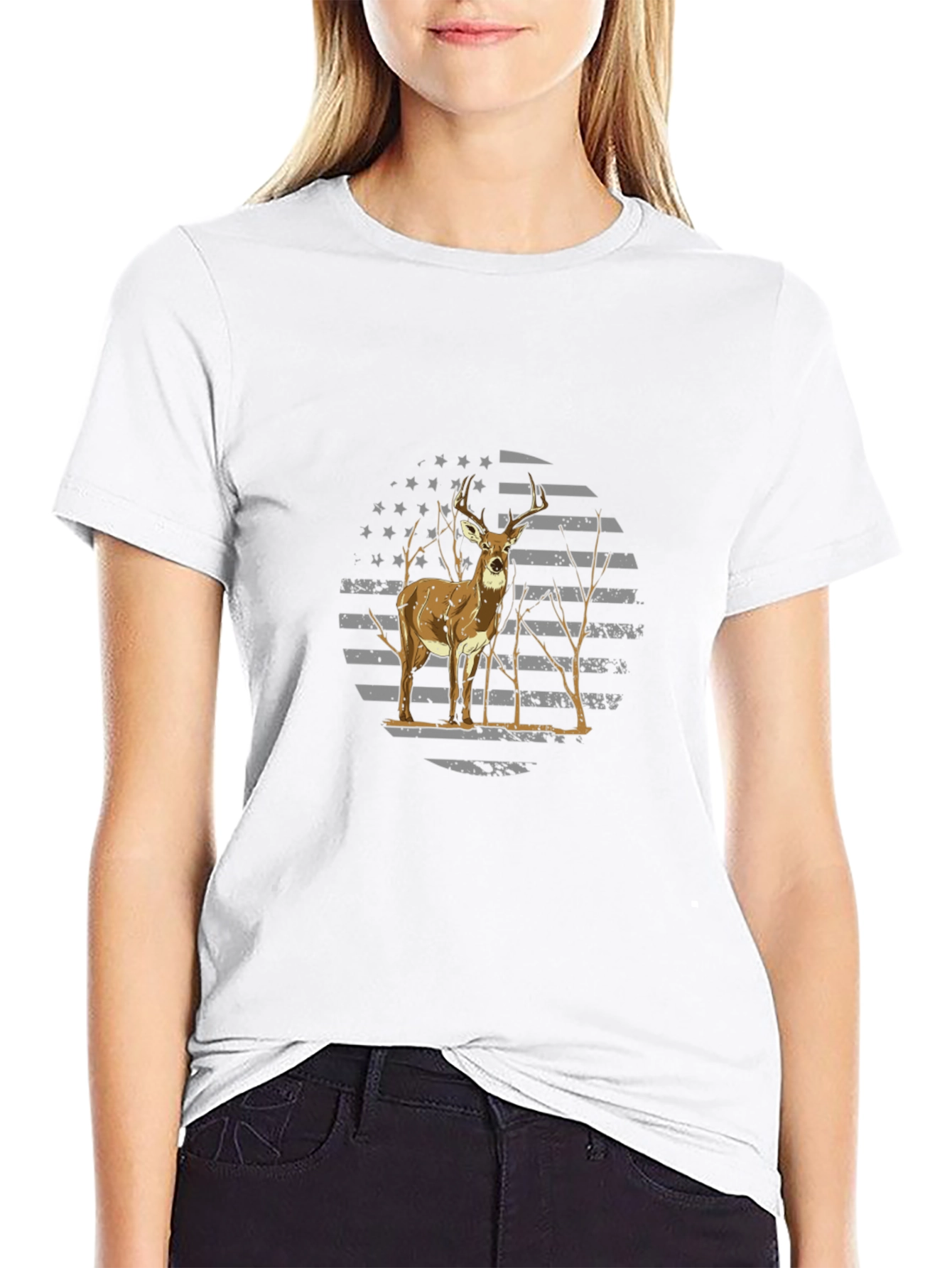 Deer American Flag Graphic Tee - Hunting T-Shirt