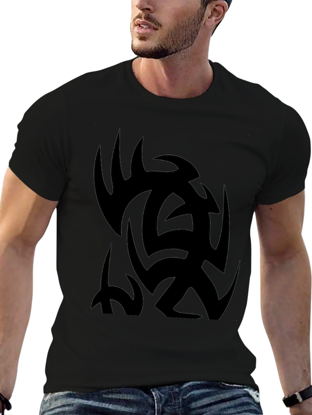 Mens Black Tribal Tattoo Graphic Tee