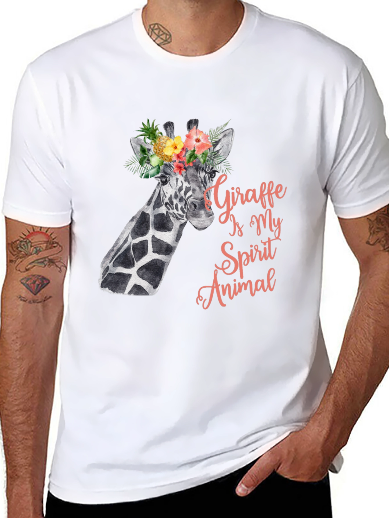 Giraffe Spirit Animal Tee - Floral Crown Giraffe Shirt
