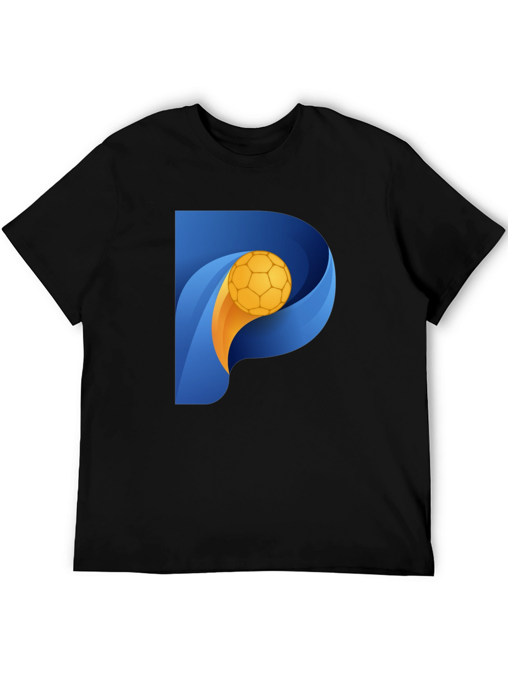 Stylish Black T-Shirt with P Soccer Ball Graphic