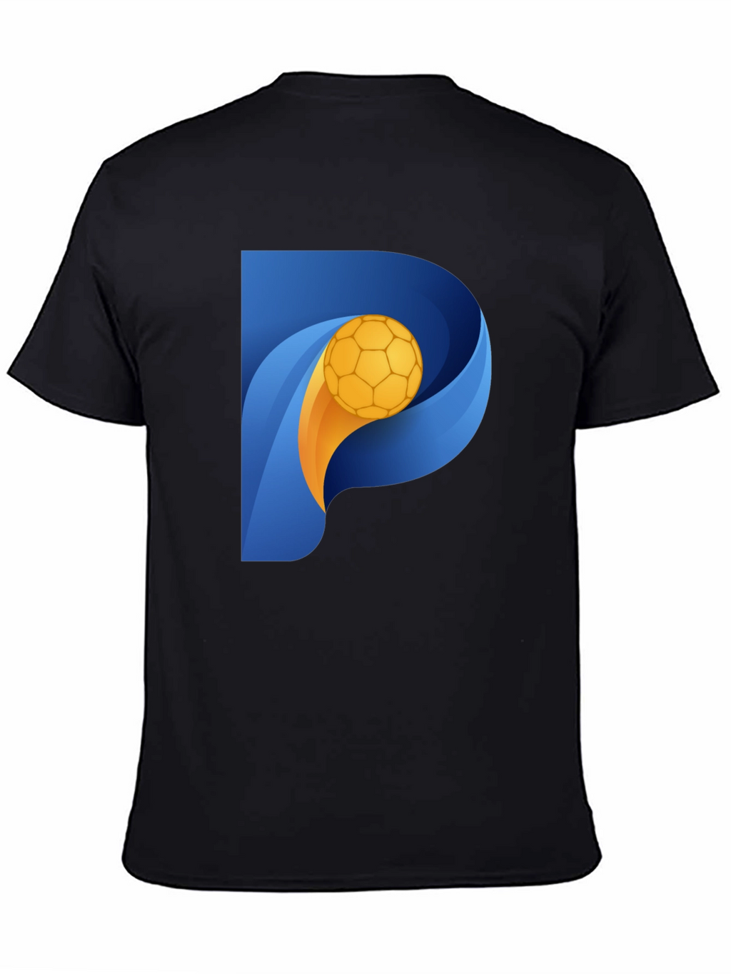 Stylish Black T-Shirt with P Soccer Ball Graphic