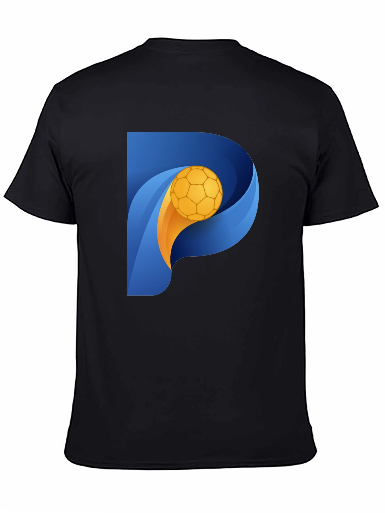 Stylish Black T-Shirt with P Soccer Ball Graphic