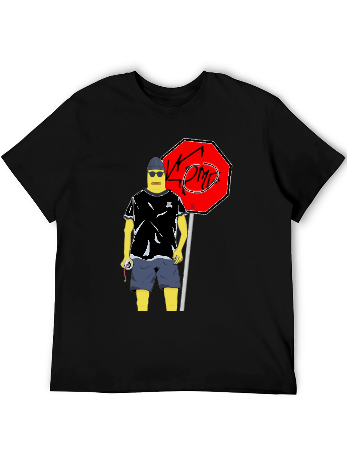 Cool Cartoon Graphic Tee - Black Cotton T-Shirt